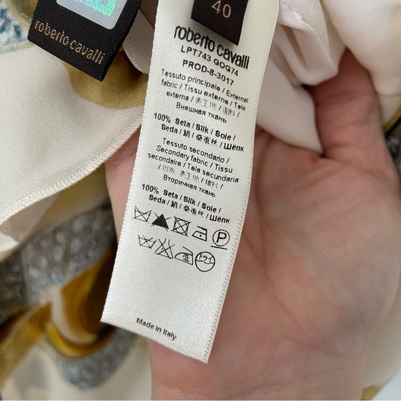 NWT Robert Cavalli Silk Chain-Print One-Shoulder Top size 40 US4-6 - Picture 12 of 16